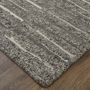 HomeRoots 4' Hand Woven Area Rug in Gray, Ivory & Taupe - Modern Abstract Design for Stylish Interiors 8' X 12' 567497