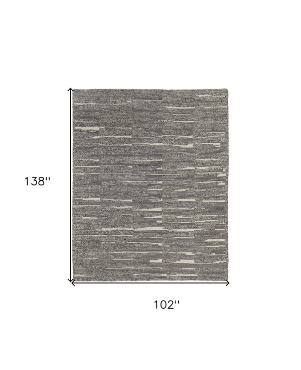 HomeRoots 4' Hand Woven Area Rug in Gray, Ivory & Taupe - Modern Abstract Design for Stylish Interiors 8' X 12' 567497