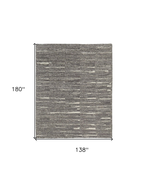 HomeRoots 4' Hand Woven Area Rug in Gray, Ivory & Taupe - Modern Abstract Design for Stylish Interiors 12' X 15' 567499