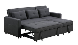 English Elm Zaira Linen Convertible Sleeper Sofa with Side Pocket for Small Spaces and Guests Dark Gray B2749S00190
