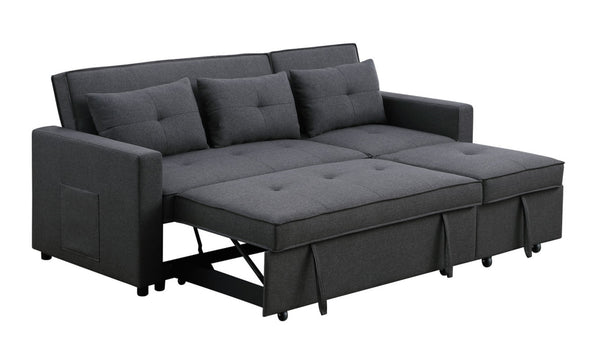 English Elm Zaira Linen Convertible Sleeper Sofa with Side Pocket for Small Spaces and Guests Dark Gray B2749S00190