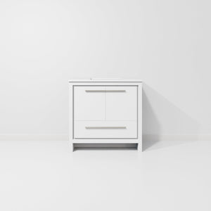 English Elm White Bath Vanity With White Quartz Top - Modern Design, Soft-Close Features & Organized Storage Solutions B2731P259368-GIGA