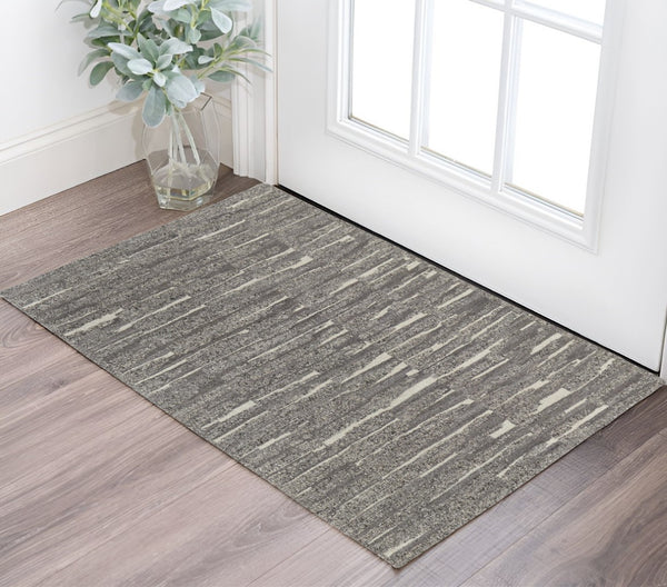 HomeRoots 4' Hand Woven Area Rug in Gray, Ivory & Taupe - Modern Abstract Design for Stylish Interiors 2' X 3' 567500