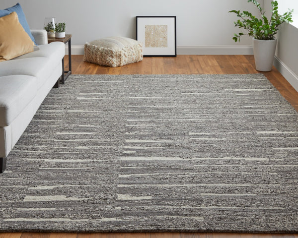 HomeRoots 4' Hand Woven Area Rug in Gray, Ivory & Taupe - Modern Abstract Design for Stylish Interiors 2' X 3' 567500
