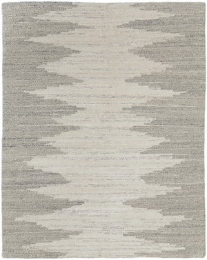 Homeroots 4' X 6' Gray And Ivory Ombre Hand Woven Area Rug Ivory Wool Blend 567501
