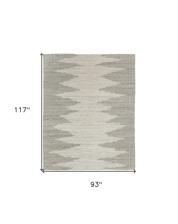 Homeroots 8' X 10' Gray And Ivory Ombre Hand Woven Area Rug Ivory Wool Blend 567503