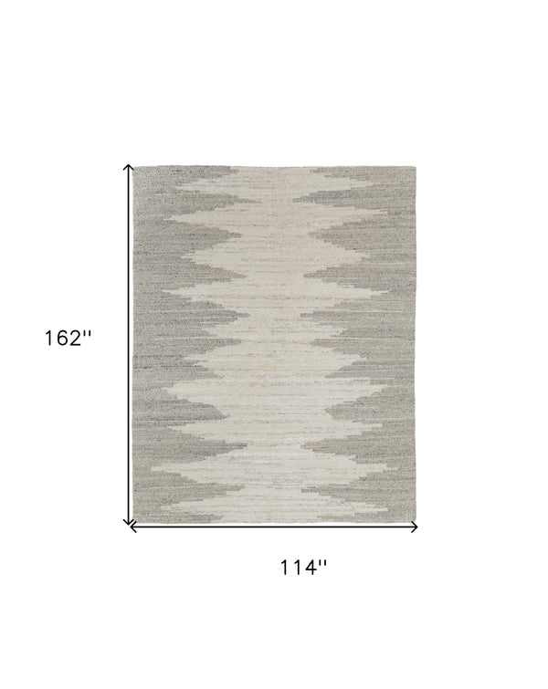 Homeroots 9' X 13' Gray And Ivory Ombre Hand Woven Area Rug Ivory Wool Blend 567505