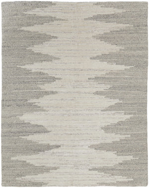 Homeroots 9' X 13' Gray And Ivory Ombre Hand Woven Area Rug Ivory Wool Blend 567505