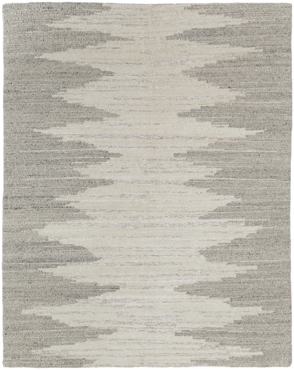 Homeroots 9' X 13' Gray And Ivory Ombre Hand Woven Area Rug Ivory Wool Blend 567505