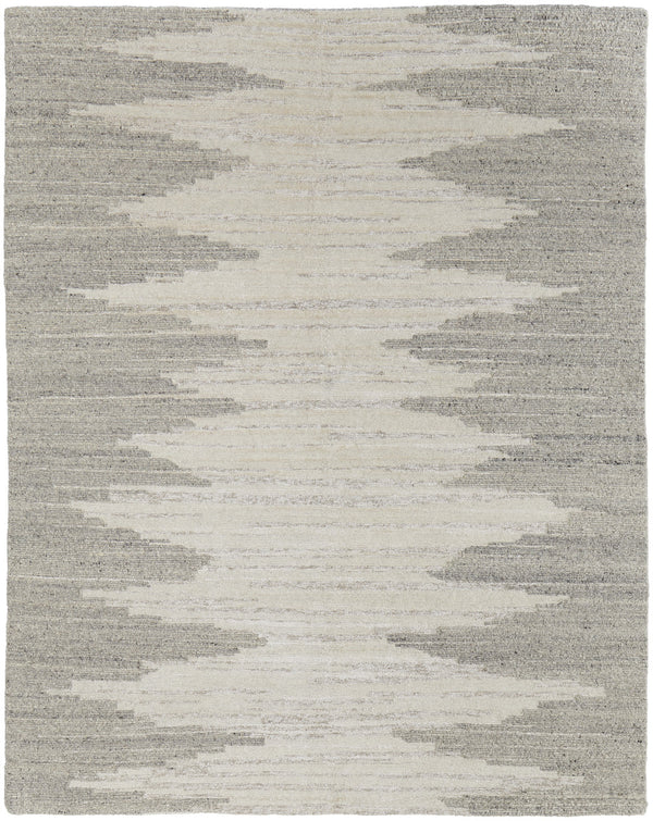 Homeroots 12' X 15' Gray And Ivory Ombre Hand Woven Area Rug Ivory Wool Blend 567506