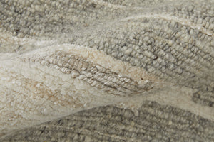 Homeroots 12' X 15' Gray And Ivory Ombre Hand Woven Area Rug Ivory Wool Blend 567506