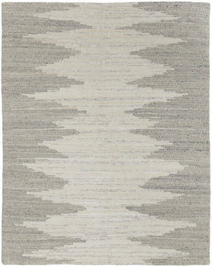 Homeroots 12' X 15' Gray And Ivory Ombre Hand Woven Area Rug Ivory Wool Blend 567506