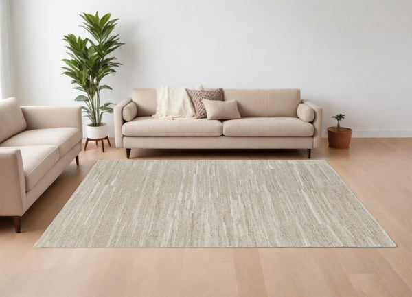 HomeRoots 4' Elegant Ivory Hand-Woven Abstract Area Rug for Modern and Traditional Spaces, 100% Wool Blend 8' X 10' 567510