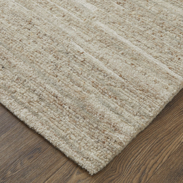 HomeRoots 4' Elegant Ivory Hand-Woven Abstract Area Rug for Modern and Traditional Spaces, 100% Wool Blend 9' X 13' 567512