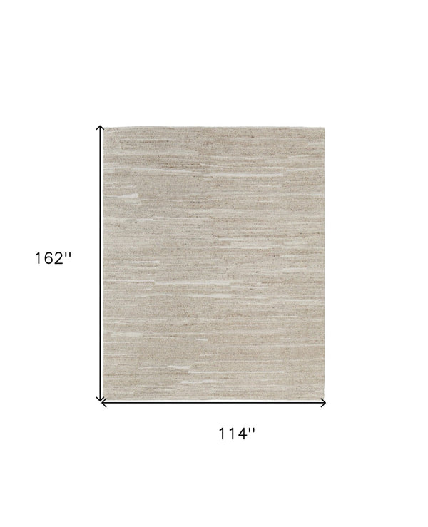 HomeRoots 4' Elegant Ivory Hand-Woven Abstract Area Rug for Modern and Traditional Spaces, 100% Wool Blend 9' X 13' 567512