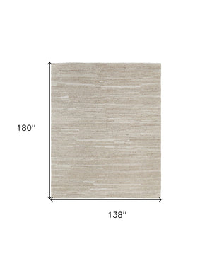 HomeRoots 4' Elegant Ivory Hand-Woven Abstract Area Rug for Modern and Traditional Spaces, 100% Wool Blend 12' X 15' 567513