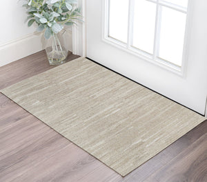 HomeRoots 4' Elegant Ivory Hand-Woven Abstract Area Rug for Modern and Traditional Spaces, 100% Wool Blend 2' X 3' 567514