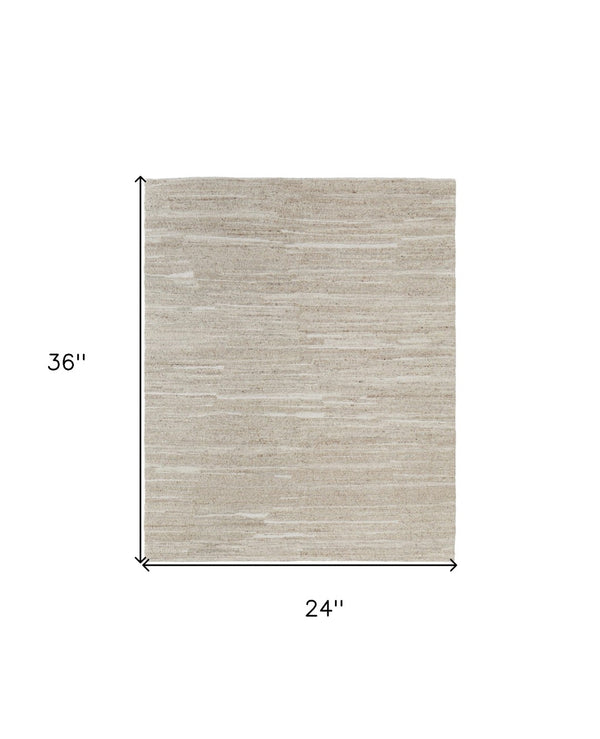 HomeRoots 4' Elegant Ivory Hand-Woven Abstract Area Rug for Modern and Traditional Spaces, 100% Wool Blend 2' X 3' 567514