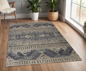 HomeRoots 4' Hand-Knotted Wool Floral Area Rug – Timeless Elegance with Stain Resistance for Any Room Decor 4' X 6' 567515