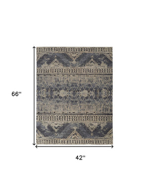 HomeRoots 4' Hand-Knotted Wool Floral Area Rug – Timeless Elegance with Stain Resistance for Any Room Decor 4' X 6' 567515