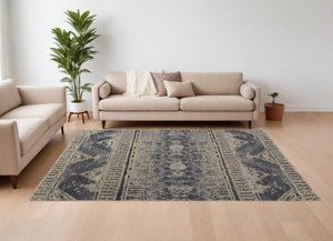 HomeRoots 4' Hand-Knotted Wool Floral Area Rug – Timeless Elegance with Stain Resistance for Any Room Decor 8' X 10' 567517