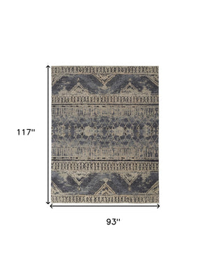 HomeRoots 4' Hand-Knotted Wool Floral Area Rug – Timeless Elegance with Stain Resistance for Any Room Decor 8' X 10' 567517