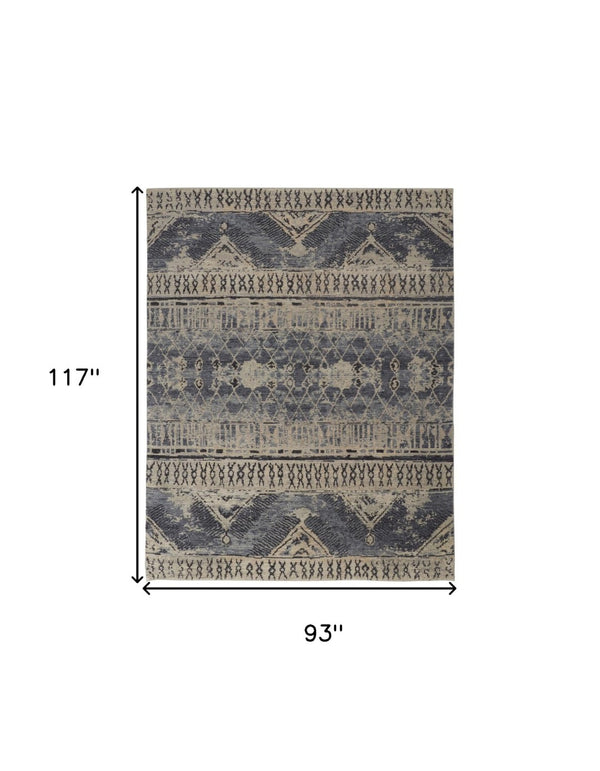 HomeRoots 4' Hand-Knotted Wool Floral Area Rug – Timeless Elegance with Stain Resistance for Any Room Decor 8' X 10' 567517