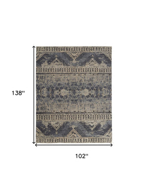 HomeRoots 4' Hand-Knotted Wool Floral Area Rug – Timeless Elegance with Stain Resistance for Any Room Decor 8' X 12' 567518