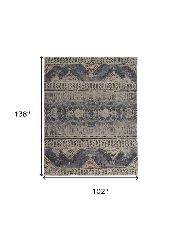 HomeRoots 4' Hand-Knotted Wool Floral Area Rug – Timeless Elegance with Stain Resistance for Any Room Decor 8' X 12' 567518