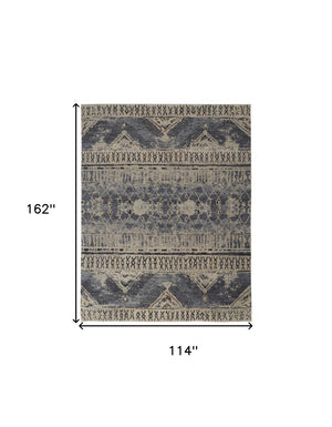 HomeRoots 4' Hand-Knotted Wool Floral Area Rug – Timeless Elegance with Stain Resistance for Any Room Decor 9' X 13' 567519