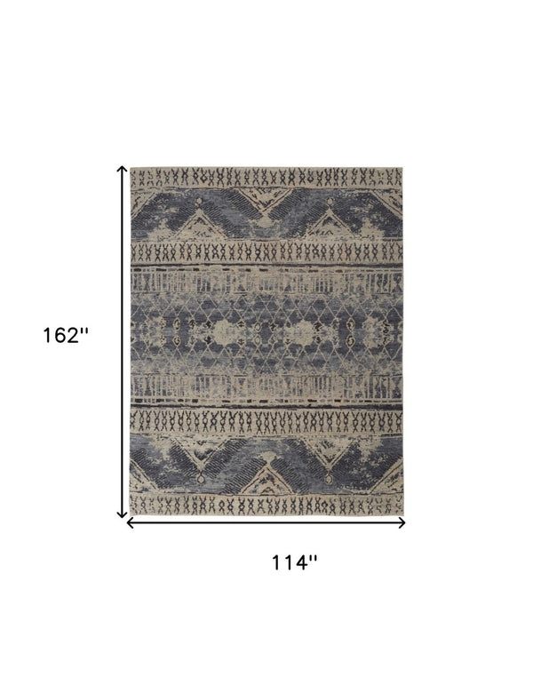HomeRoots 4' Hand-Knotted Wool Floral Area Rug – Timeless Elegance with Stain Resistance for Any Room Decor 9' X 13' 567519
