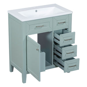 English Elm 30" Green Bathroom Vanity With Sink Combo - Modern Design, Solid Wood, Ample Storage & Easy Install N725S999222F