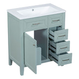 English Elm 30" Bathroom Vanity With Sink Combo, Green Bathroom Cabinet With Drawers, Solid Frame and Mdf Board (Old Sku:N725S999222F)