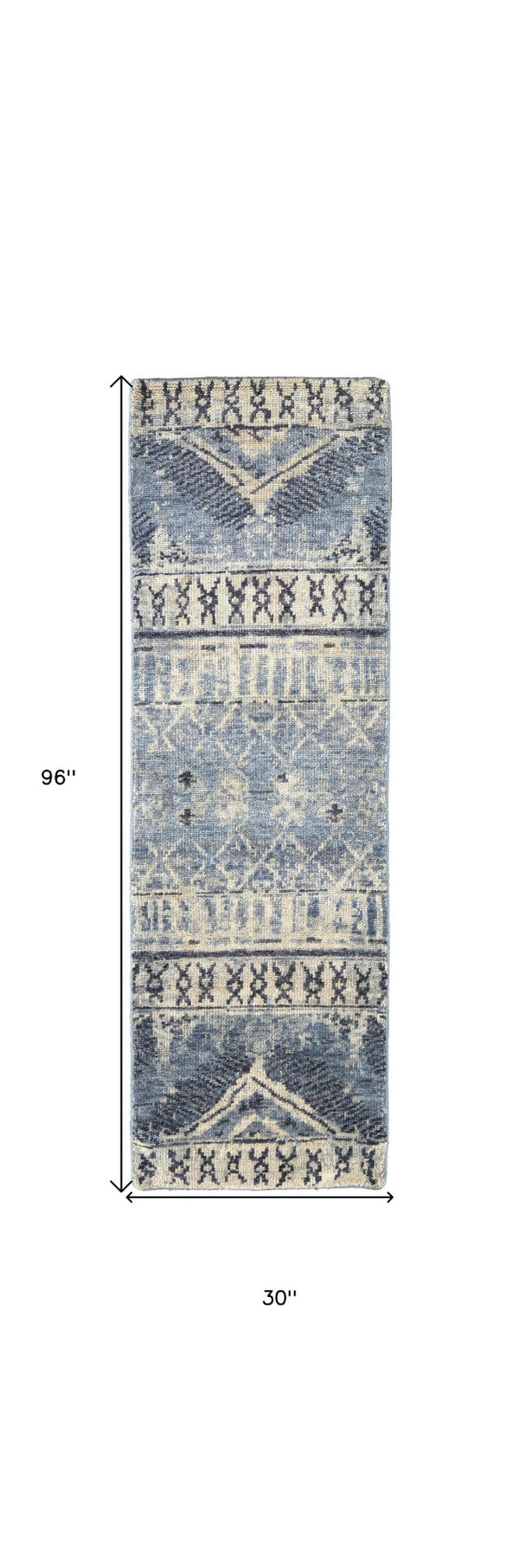 HomeRoots 4' Hand-Knotted Wool Floral Area Rug – Timeless Elegance with Stain Resistance for Any Room Decor Blue 567520