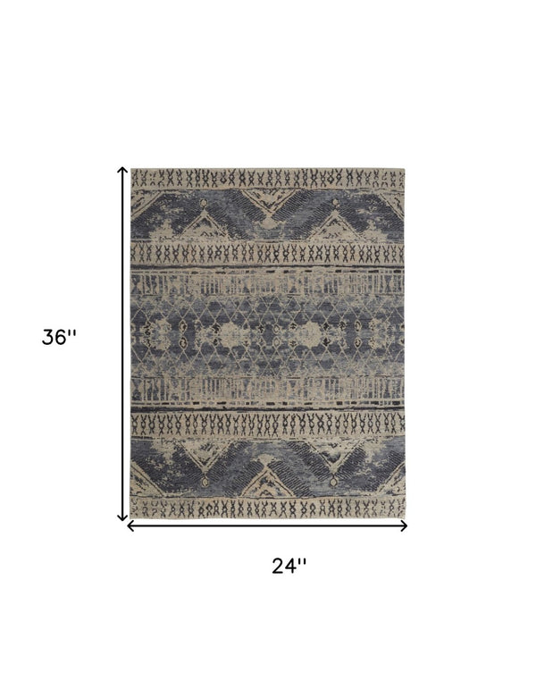 HomeRoots 4' Hand-Knotted Wool Floral Area Rug – Timeless Elegance with Stain Resistance for Any Room Decor 2' X 3' 567521