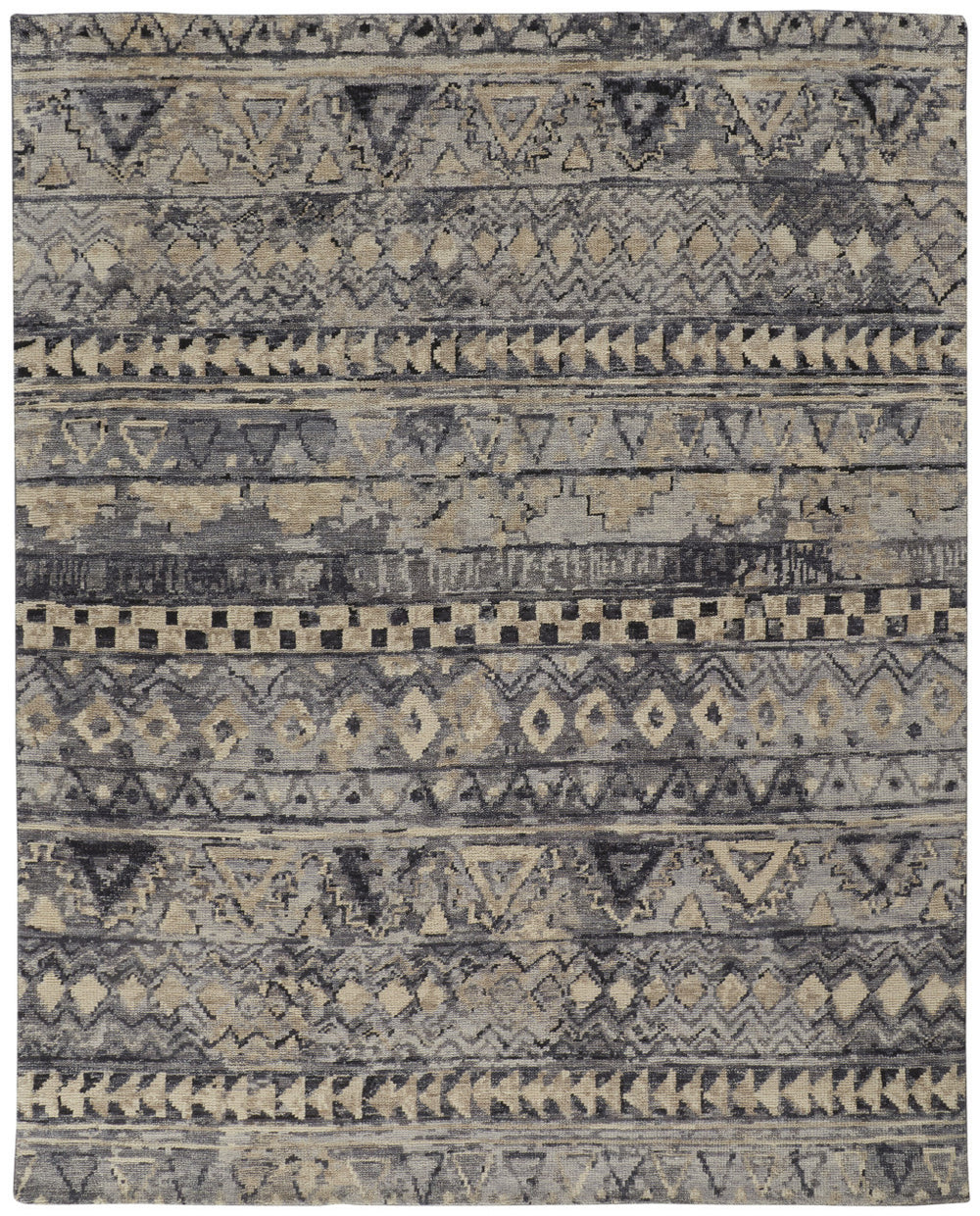 Homeroots 6' X 9' Taupe Gray And Tan Wool Geometric Hand Knotted Area Rug Taupe Wool 567533