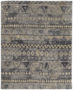 Homeroots 6' X 9' Taupe Gray And Tan Wool Geometric Hand Knotted Area Rug Taupe Wool 567533