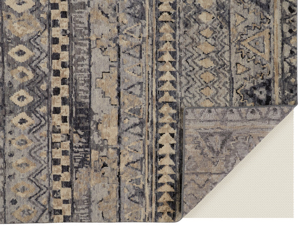 Homeroots 8' X 10' Taupe Gray And Tan Wool Geometric Hand Knotted Area Rug Taupe Wool 567534