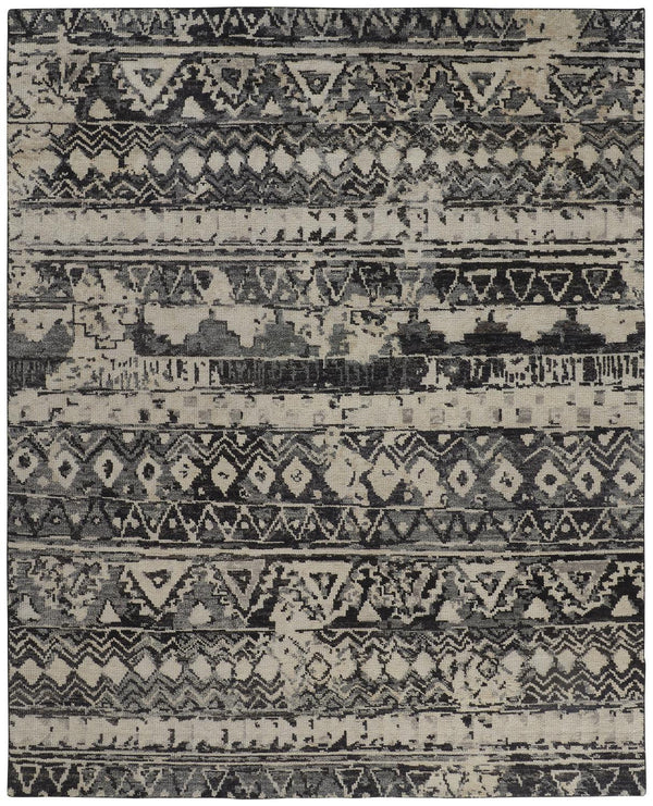 Homeroots 8' X 10' Taupe Gray And Tan Wool Geometric Hand Knotted Area Rug Taupe Wool 567534