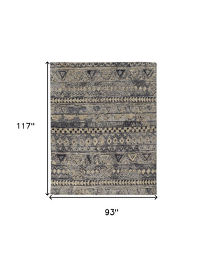 Homeroots 8' X 10' Taupe Gray And Tan Wool Geometric Hand Knotted Area Rug Taupe Wool 567534
