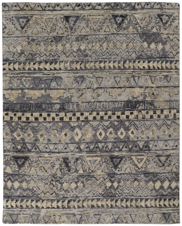Homeroots 8' X 10' Taupe Gray And Tan Wool Geometric Hand Knotted Area Rug Taupe Wool 567534