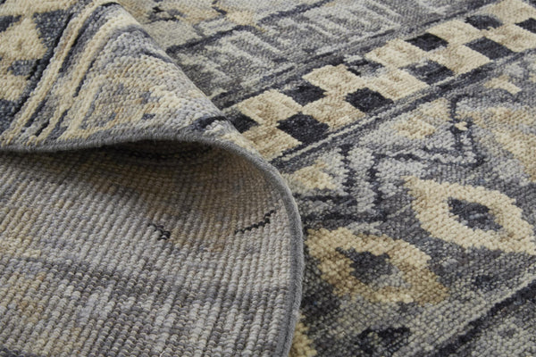 Homeroots 2' X 3' Taupe Gray And Tan Wool Geometric Hand Knotted Area Rug Taupe Wool 567535