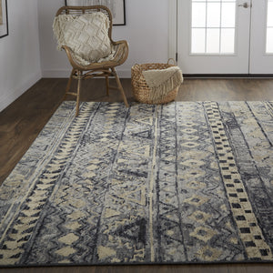Homeroots 2' X 3' Taupe Gray And Tan Wool Geometric Hand Knotted Area Rug Taupe Wool 567535