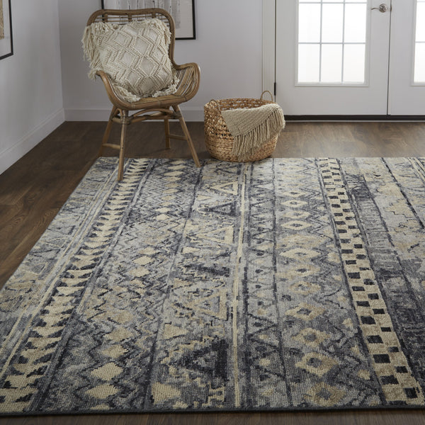 Homeroots 2' X 3' Taupe Gray And Tan Wool Geometric Hand Knotted Area Rug Taupe Wool 567535