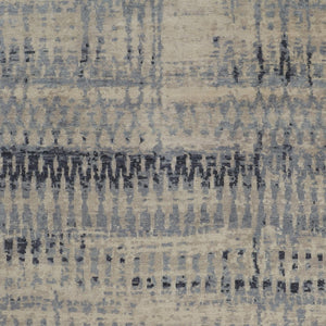HomeRoots 4' Hand-Knotted Gray Blue and Ivory Wool Abstract Area Rug – Durable, Stylish, Stain-Resistant Comfort 4' X 6' 567536