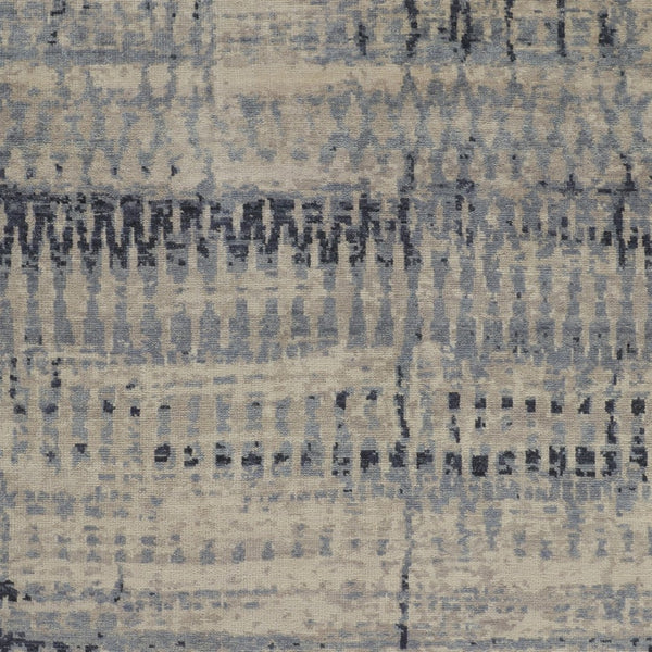 HomeRoots 4' Hand-Knotted Gray Blue and Ivory Wool Abstract Area Rug – Durable, Stylish, Stain-Resistant Comfort 6' X 9' 567537