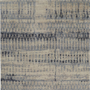 HomeRoots 4' Hand-Knotted Gray Blue and Ivory Wool Abstract Area Rug – Durable, Stylish, Stain-Resistant Comfort 8' X 10' 567538