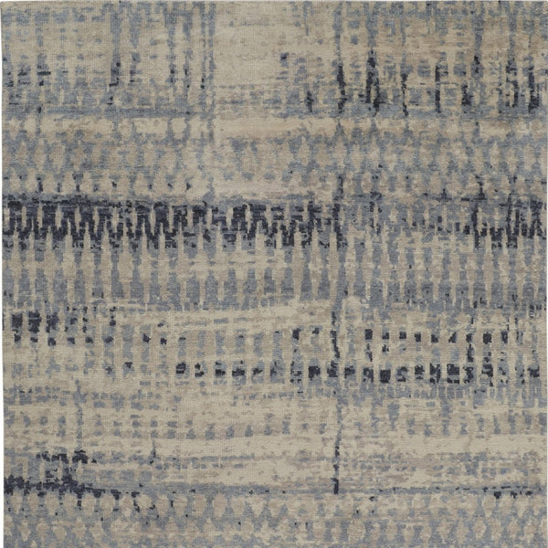 HomeRoots 4' Hand-Knotted Gray Blue and Ivory Wool Abstract Area Rug – Durable, Stylish, Stain-Resistant Comfort 8' X 10' 567538