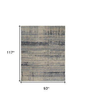 HomeRoots 4' Hand-Knotted Gray Blue and Ivory Wool Abstract Area Rug – Durable, Stylish, Stain-Resistant Comfort 8' X 10' 567538