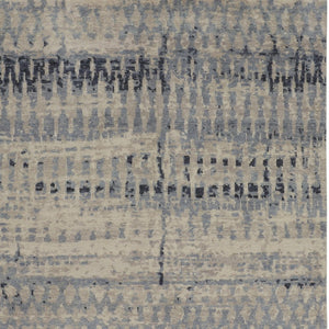 HomeRoots 4' Hand-Knotted Gray Blue and Ivory Wool Abstract Area Rug – Durable, Stylish, Stain-Resistant Comfort 9' X 13' 567539